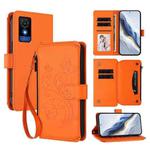For TCL 501 / Vodafone Smart M25 Butterfly Love Flower Multi-card Zipper Wallet Leather Phone Case(Orange)