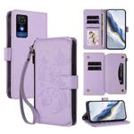 For TCL 501 / Vodafone Smart M25 Butterfly Love Flower Multi-card Zipper Wallet Leather Phone Case(Light Purple)