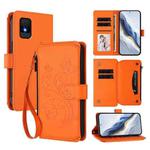 For TCL 502 Butterfly Love Flower Multi-card Zipper Wallet Leather Phone Case(Orange)