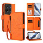 For TCL 503 Butterfly Love Flower Multi-card Zipper Wallet Leather Phone Case(Orange)
