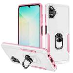 For Samsung Galaxy A06 4G / 5G Pioneer Armor Heavy Duty PC + TPU Phone Case with Holder(White+Pink)