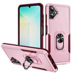 For Samsung Galaxy A06 4G / 5G Pioneer Armor Heavy Duty PC + TPU Phone Case with Holder(Pink+Rose Red)