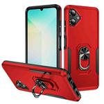 For Samsung Galaxy A06 4G / 5G Pioneer Armor Heavy Duty PC + TPU Phone Case with Holder(Red+Black)