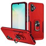 For Samsung Galaxy A06 4G / 5G Pioneer Armor Heavy Duty PC + TPU Phone Case with Holder(Red+Rose Red)