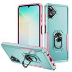 For Samsung Galaxy A06 4G / 5G Pioneer Armor Heavy Duty PC + TPU Phone Case with Holder(Green+Pink)