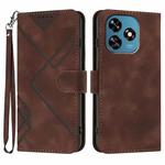 For Oukitel C51 Line Pattern Skin Feel Leather Phone Case(Coffee)
