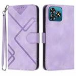 For Oukitel C53 Line Pattern Skin Feel Leather Phone Case(Light Purple)