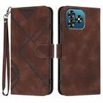 For Oukitel C53 Line Pattern Skin Feel Leather Phone Case(Coffee)