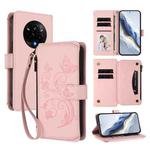 For Realme 14 Pro 5G India Butterfly Love Flower Multi-card Zipper Wallet Leather Phone Case(Pink)