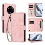 For Realme 14 Pro+ 5G Butterfly Love Flower Multi-card Zipper Wallet Leather Phone Case(Pink)
