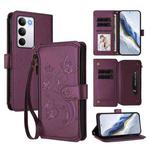 For Realme C71 4G Global Butterfly Love Flower Multi-card Zipper Wallet Leather Phone Case(Dark Purple)