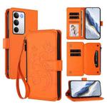 For Realme C71 4G Global Butterfly Love Flower Multi-card Zipper Wallet Leather Phone Case(Orange)