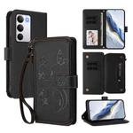 For Realme C71 4G Global Butterfly Love Flower Multi-card Zipper Wallet Leather Phone Case(Black)