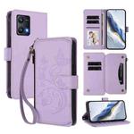 For Realme 9 Pro 5G Global / 9 5G EU Butterfly Love Flower Multi-card Zipper Wallet Leather Phone Case(Light Purple)