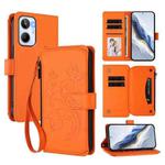 For Realme 10 4G Global Butterfly Love Flower Multi-card Zipper Wallet Leather Phone Case(Orange)