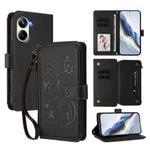 For Realme 10 Pro 5G Butterfly Love Flower Multi-card Zipper Wallet Leather Phone Case(Black)