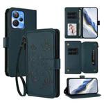 For Realme 10T 5G / 10S 5G Butterfly Love Flower Multi-card Zipper Wallet Leather Phone Case(Dark Green)