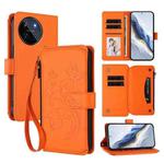 For Realme 11 4G Global Butterfly Love Flower Multi-card Zipper Wallet Leather Phone Case(Orange)