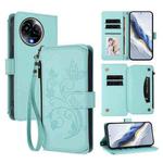 For Realme 11 5G Global / C67 5G India Butterfly Love Flower Multi-card Zipper Wallet Leather Phone Case(Mint Green)
