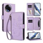 For Realme 11 5G Global / C67 5G India Butterfly Love Flower Multi-card Zipper Wallet Leather Phone Case(Light Purple)