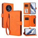For Realme 13 / 12 / 12x / C65 5G Global Butterfly Love Flower Multi-card Zipper Wallet Leather Phone Case(Orange)