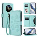For Realme 12 Pro / 12 Pro+ / P1 Pro 5G Butterfly Love Flower Multi-card Zipper Wallet Leather Phone Case(Mint Green)
