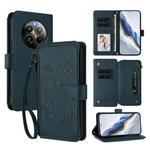 For Realme 13 / 12 4G / P1 5G Global Butterfly Love Flower Multi-card Zipper Wallet Leather Phone Case(Dark Green)