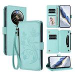 For Realme 13 / 12 4G / P1 5G Global Butterfly Love Flower Multi-card Zipper Wallet Leather Phone Case(Mint Green)