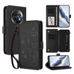 For Realme 13+ 5G Global Butterfly Love Flower Multi-card Zipper Wallet Leather Phone Case(Black)