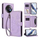 For Realme 13+ 5G Global Butterfly Love Flower Multi-card Zipper Wallet Leather Phone Case(Light Purple)