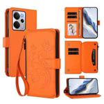 For Realme 14 / P3 / 14T 5G Global Butterfly Love Flower Multi-card Zipper Wallet Leather Phone Case(Orange)