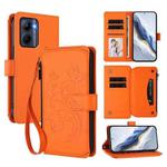 For Realme C33 2023 / 2022 Butterfly Love Flower Multi-card Zipper Wallet Leather Phone Case(Orange)