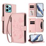 For Realme C53 / C51 4G Global Butterfly Love Flower Multi-card Zipper Wallet Leather Phone Case(Pink)