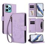 For Realme C53 / C51 4G Global Butterfly Love Flower Multi-card Zipper Wallet Leather Phone Case(Light Purple)
