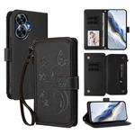 For Realme C55 4G Global / Narzo N55 Butterfly Love Flower Multi-card Zipper Wallet Leather Phone Case(Black)