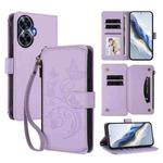 For Realme C55 4G Global / Narzo N55 Butterfly Love Flower Multi-card Zipper Wallet Leather Phone Case(Light Purple)