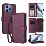 For Realme C63 / C61 / Note 60 4G Global Butterfly Love Flower Multi-card Zipper Wallet Leather Phone Case(Dark Purple)