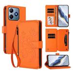 For Realme C63 / C61 / Note 60 4G Global Butterfly Love Flower Multi-card Zipper Wallet Leather Phone Case(Orange)