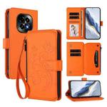 For Realme C63 5G Global Butterfly Love Flower Multi-card Zipper Wallet Leather Phone Case(Orange)