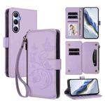 For Realme C65 4G Global Butterfly Love Flower Multi-card Zipper Wallet Leather Phone Case(Light Purple)