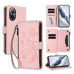 For Realme C67 4G / 12 Lite 4G Global Butterfly Love Flower Multi-card Zipper Wallet Leather Phone Case(Pink)