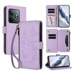 For Realme GT 6 5G / GT 6T 5G Global Butterfly Love Flower Multi-card Zipper Wallet Leather Phone Case(Light Purple)