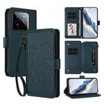 For Realme GT 7 Pro 5G / GT7 Pro Racing Butterfly Love Flower Multi-card Zipper Wallet Leather Phone Case(Dark Green)