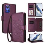 For Realme GT Neo 3 Butterfly Love Flower Multi-card Zipper Wallet Leather Phone Case(Dark Purple)