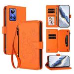 For Realme GT Neo 3 Butterfly Love Flower Multi-card Zipper Wallet Leather Phone Case(Orange)