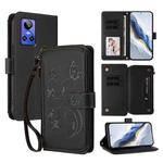 For Realme GT Neo 3 Butterfly Love Flower Multi-card Zipper Wallet Leather Phone Case(Black)