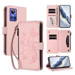 For Realme GT Neo 3 Butterfly Love Flower Multi-card Zipper Wallet Leather Phone Case(Pink)