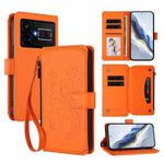 For Realme GT5 240W / GT5 5G Butterfly Love Flower Multi-card Zipper Wallet Leather Phone Case(Orange)