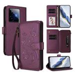 For Realme GT 7 5G India Butterfly Love Flower Multi-card Zipper Wallet Leather Phone Case(Dark Purple)