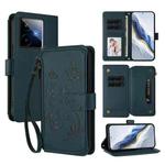 For Realme GT 7 5G India Butterfly Love Flower Multi-card Zipper Wallet Leather Phone Case(Dark Green)